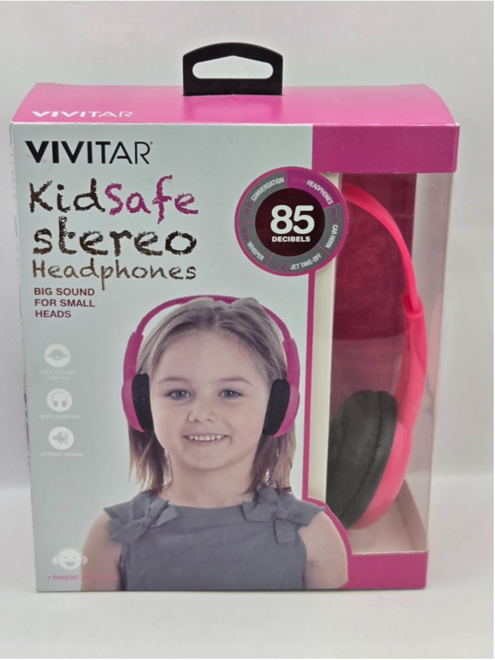 Brand New - Vivitar KidSafe Adjustable Stereo Headphones Pink Safe for Children